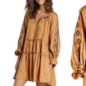 Code X Mode embroidered tiered boho mini dress dream weaver XS